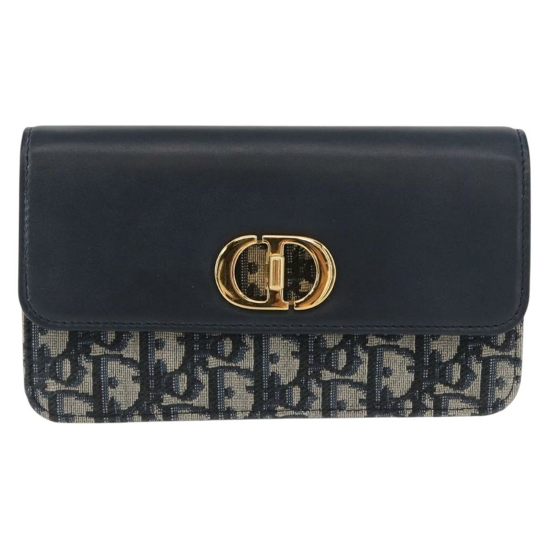 【日本直送】Christian Dior Trotter帆布 Miss Calorie 鏈條包 海軍藍 金色 正品 YKZ1487SAM-12