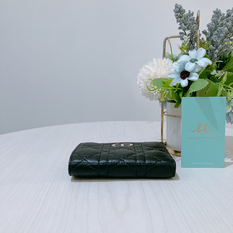 TK2027	Christian Dior 迪奧牛皮粒銀包 Caro Dahlia Wallet Calfskin Black-2