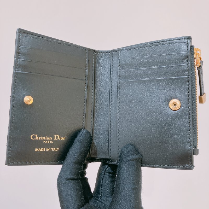 TK2027	Christian Dior 迪奧牛皮粒銀包 Caro Dahlia Wallet Calfskin Black-7