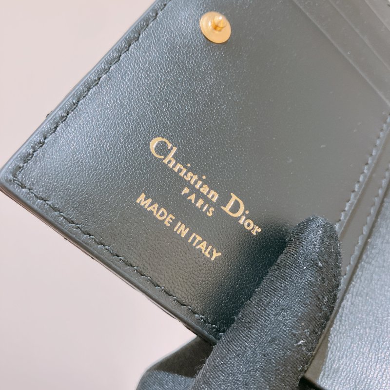 TK2027	Christian Dior 迪奧牛皮粒銀包 Caro Dahlia Wallet Calfskin Black-8