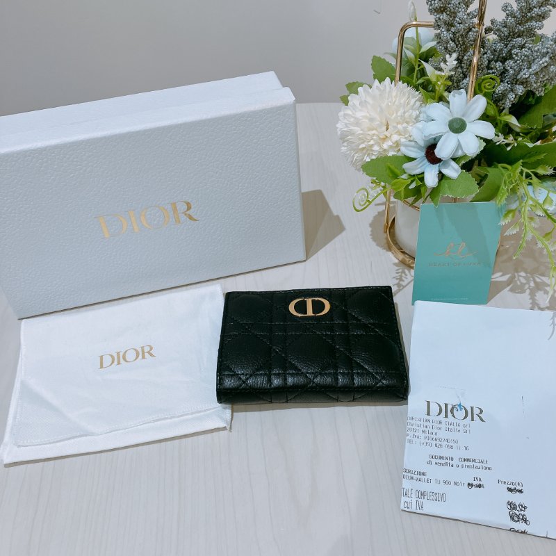 TK2027	Christian Dior 迪奧牛皮粒銀包 Caro Dahlia Wallet Calfskin Black-11