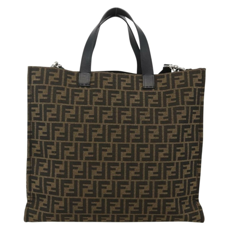 【日本直送】FENDI 寶可夢快龍碎片 Zucca 帆布包 2way 黑色棕色 Auth ka3850SM-1