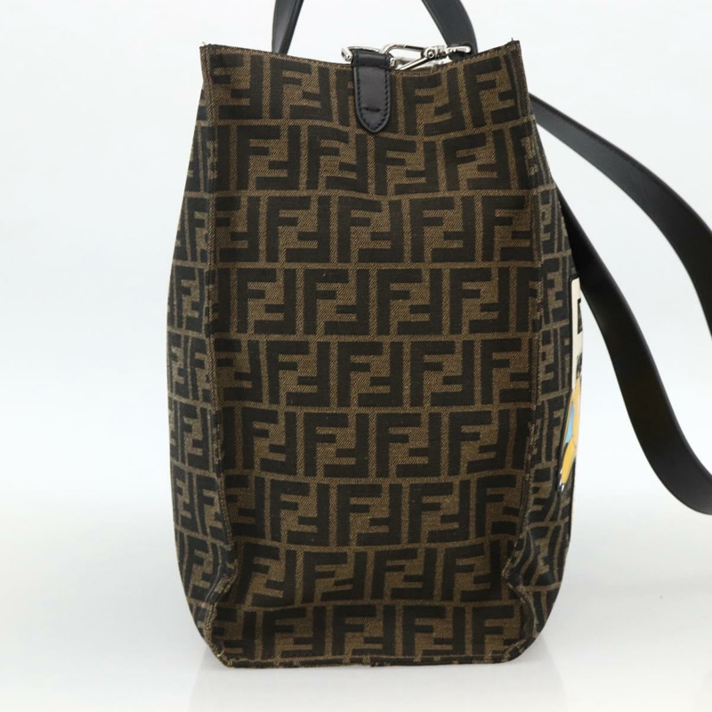 【日本直送】FENDI 寶可夢快龍碎片 Zucca 帆布包 2way 黑色棕色 Auth ka3850SM-2