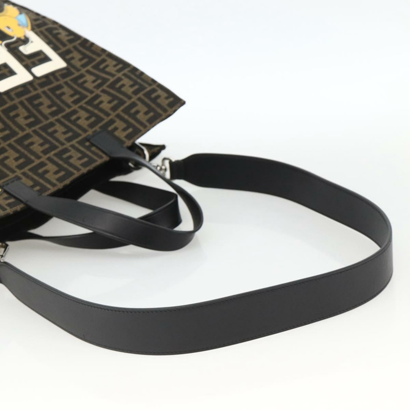 【日本直送】FENDI 寶可夢快龍碎片 Zucca 帆布包 2way 黑色棕色 Auth ka3850SM-7