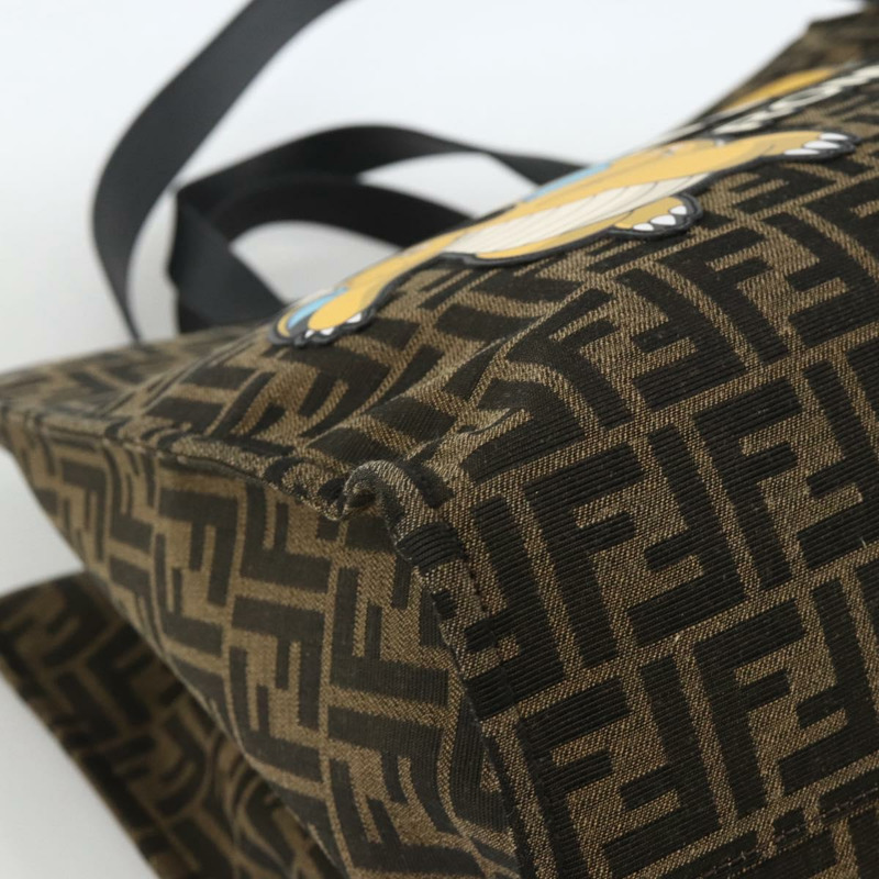 【日本直送】FENDI 寶可夢快龍碎片 Zucca 帆布包 2way 黑色棕色 Auth ka3850SM-15