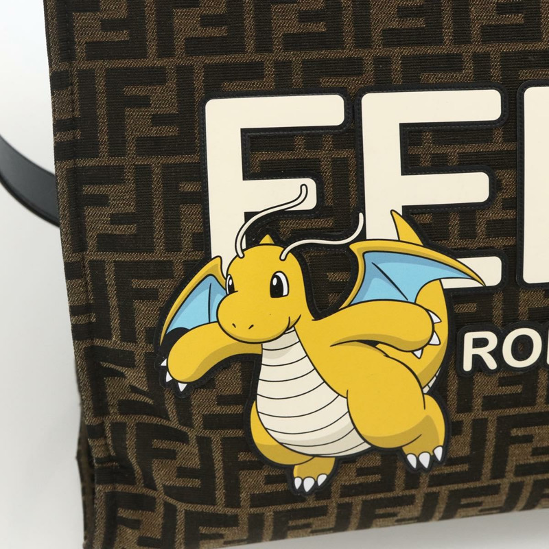 【日本直送】FENDI 寶可夢快龍碎片 Zucca 帆布包 2way 黑色棕色 Auth ka3850SM-18