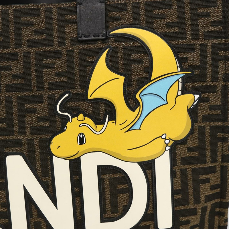 【日本直送】FENDI 寶可夢快龍碎片 Zucca 帆布包 2way 黑色棕色 Auth ka3850SM-19