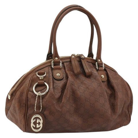 GUCCI GG帆布 Guccissima Sukey 手提包 2way Brown Gold Auth 175483A