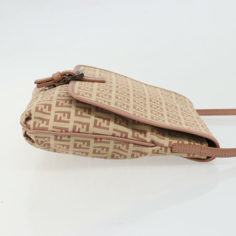 【日本直送】FENDI Zucchino帆布Mamma Baguette單肩包 粉紅銀色 正品 175474A-2