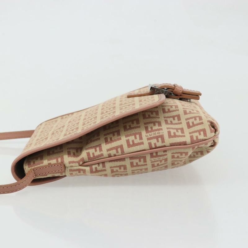 【日本直送】FENDI Zucchino帆布Mamma Baguette單肩包 粉紅銀色 正品 175474A-3