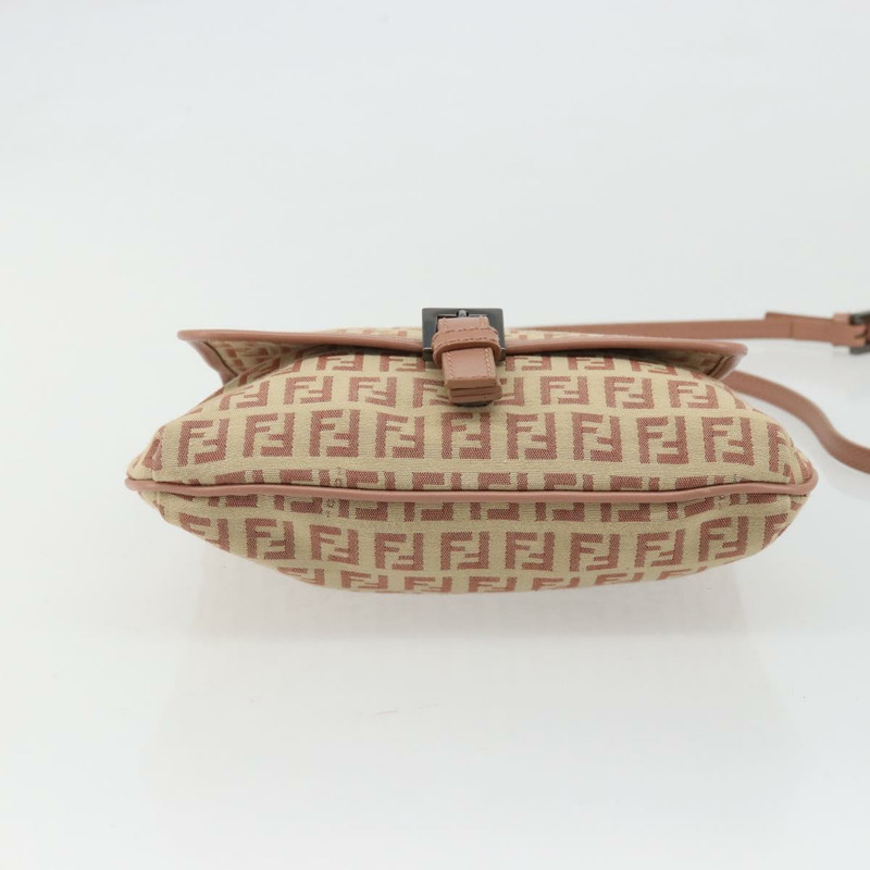 【日本直送】FENDI Zucchino帆布Mamma Baguette單肩包 粉紅銀色 正品 175474A-4