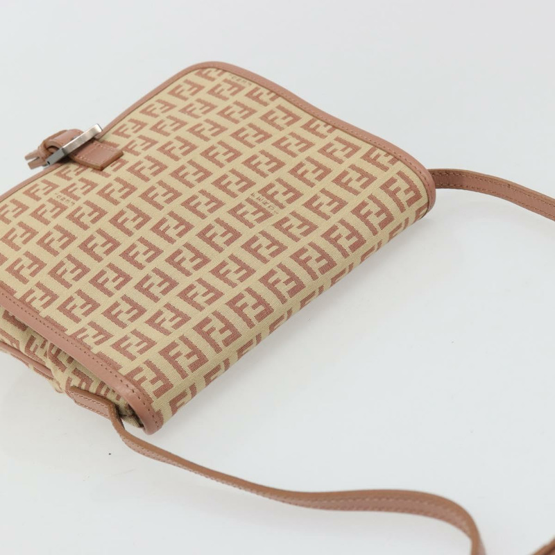 【日本直送】FENDI Zucchino帆布Mamma Baguette單肩包 粉紅銀色 正品 175474A-5