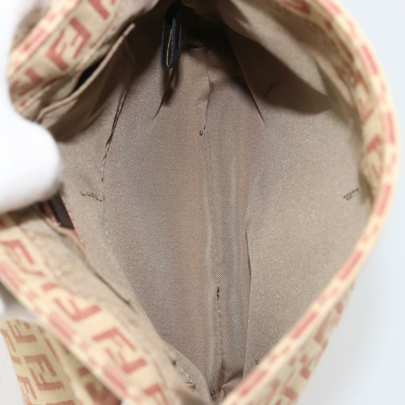 【日本直送】FENDI Zucchino帆布Mamma Baguette單肩包 粉紅銀色 正品 175474A-10