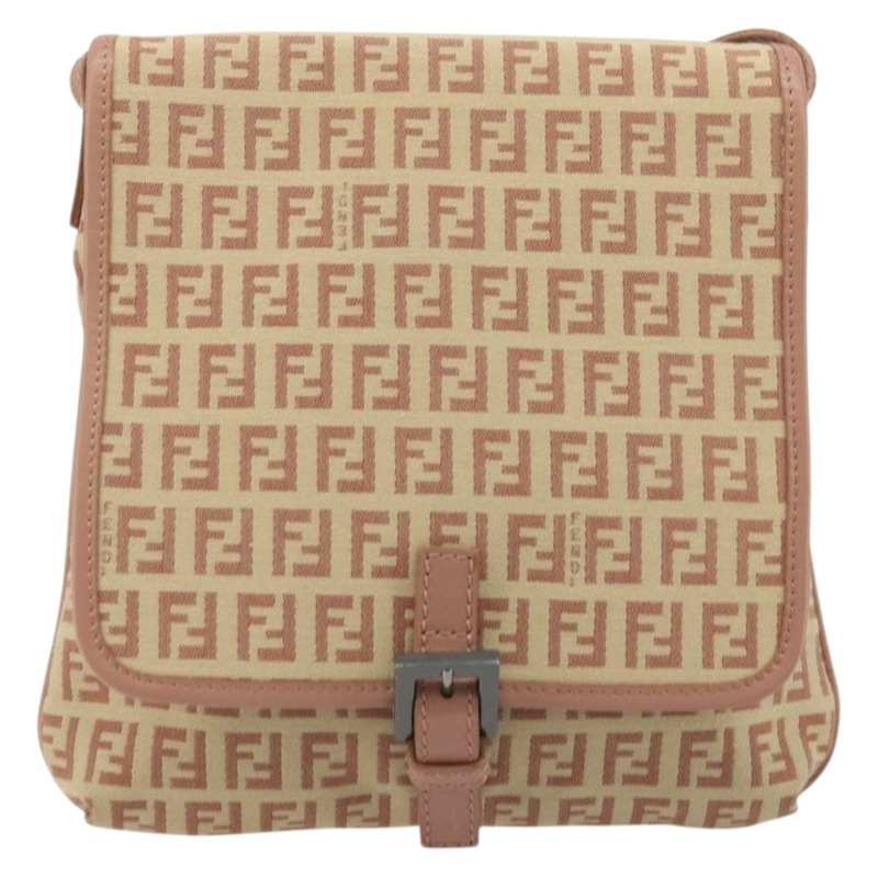 【日本直送】FENDI Zucchino帆布Mamma Baguette單肩包 粉紅銀色 正品 175474A-12