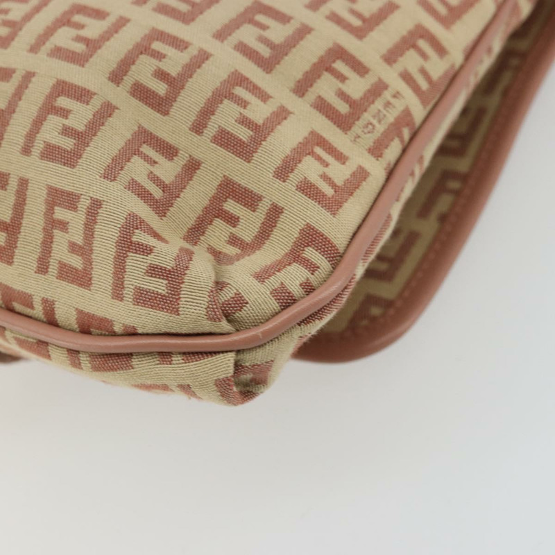 【日本直送】FENDI Zucchino帆布Mamma Baguette單肩包 粉紅銀色 正品 175474A-14
