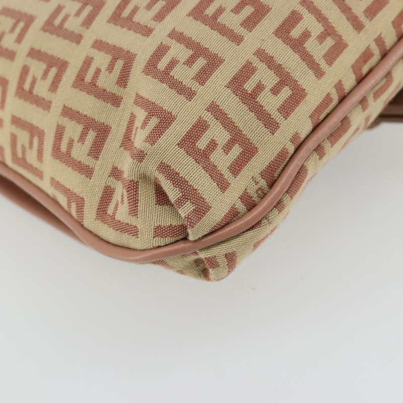 【日本直送】FENDI Zucchino帆布Mamma Baguette單肩包 粉紅銀色 正品 175474A-15