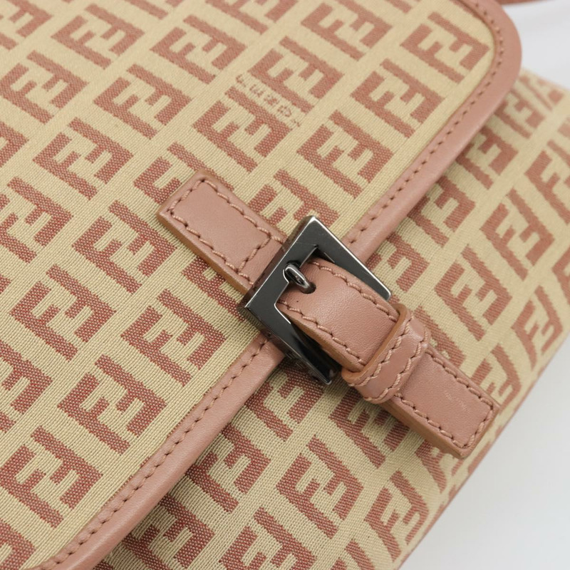 【日本直送】FENDI Zucchino帆布Mamma Baguette單肩包 粉紅銀色 正品 175474A-16
