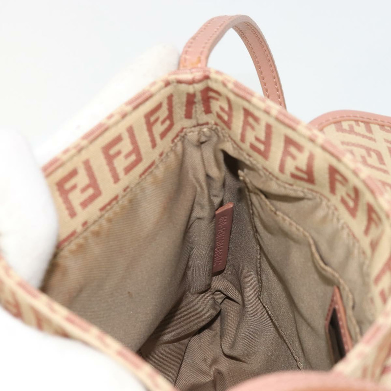 【日本直送】FENDI Zucchino帆布Mamma Baguette單肩包 粉紅銀色 正品 175474A-19