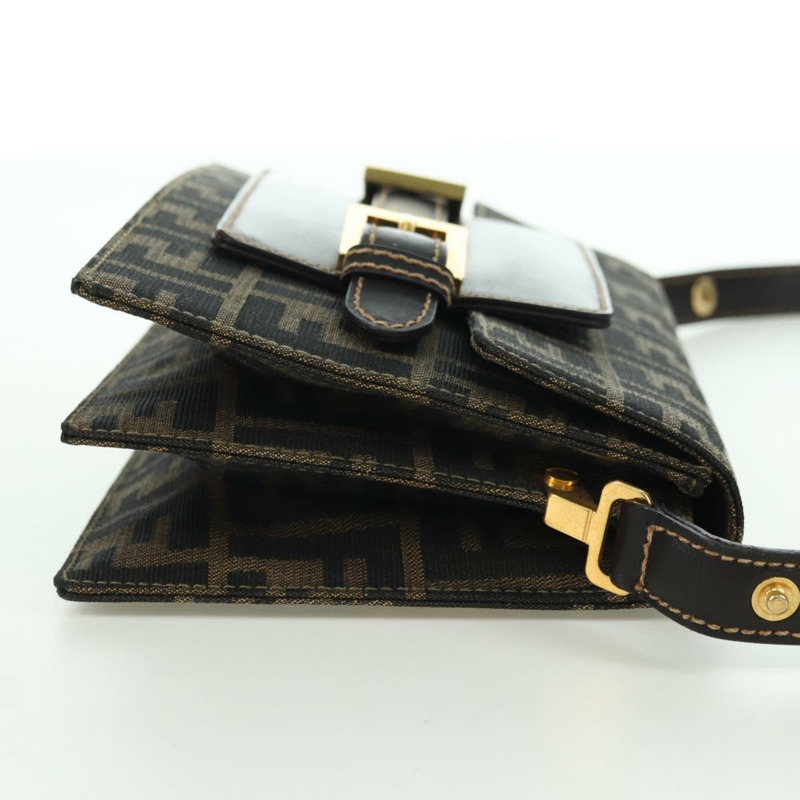 【日本直送】FENDI Zucca帆布肩背包 棕色/黑色 正品 175574SM-3
