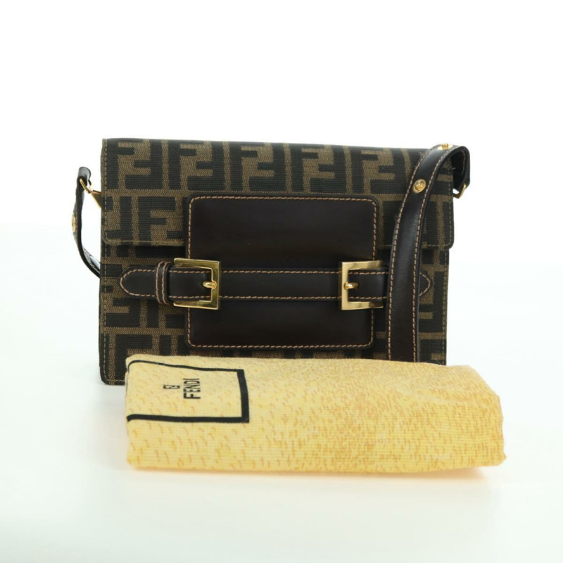 【日本直送】FENDI Zucca帆布肩背包 棕色/黑色 正品 175574SM-11