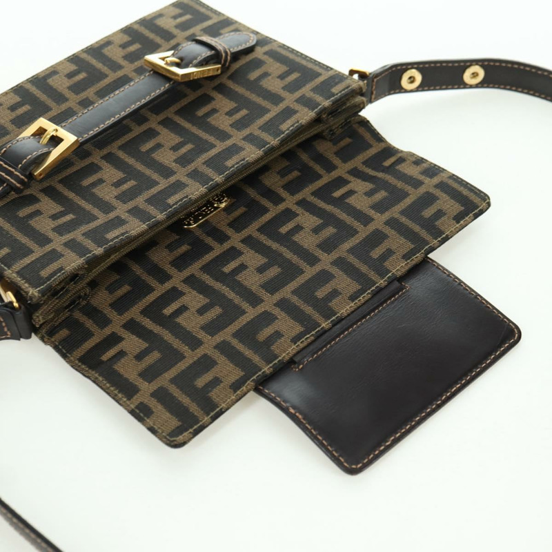 【日本直送】FENDI Zucca帆布肩背包 棕色/黑色 正品 175574SM-18