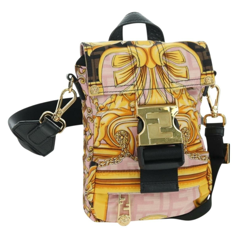 【日本直送】FENDI Zucca 帆布 FENDACE 包 VERSACE 合作粉紅色正品 YKZ1364M-0