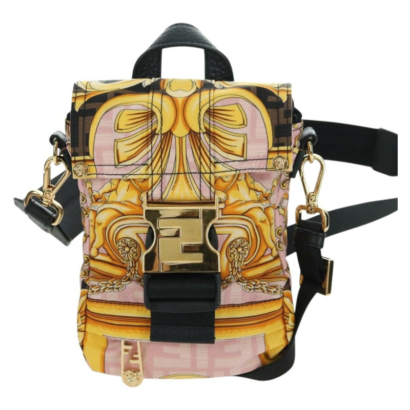 【日本直送】FENDI Zucca 帆布 FENDACE 包 VERSACE 合作粉紅色正品 YKZ1364M-12