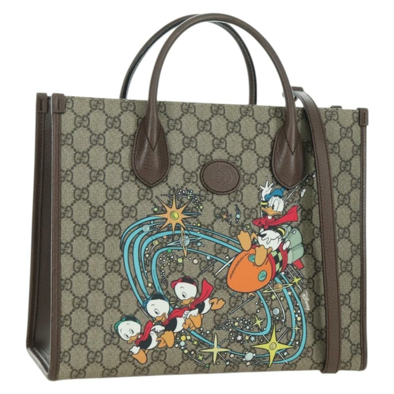 【日本直送】GUCCI GG Supreme 唐老鴨手提包 PVC 兩用 米色金色 648134 正品 YKZ1358M-0