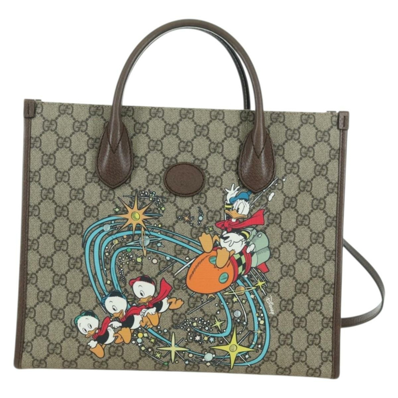 【日本直送】GUCCI GG Supreme 唐老鴨手提包 PVC 兩用 米色金色 648134 正品 YKZ1358M-1