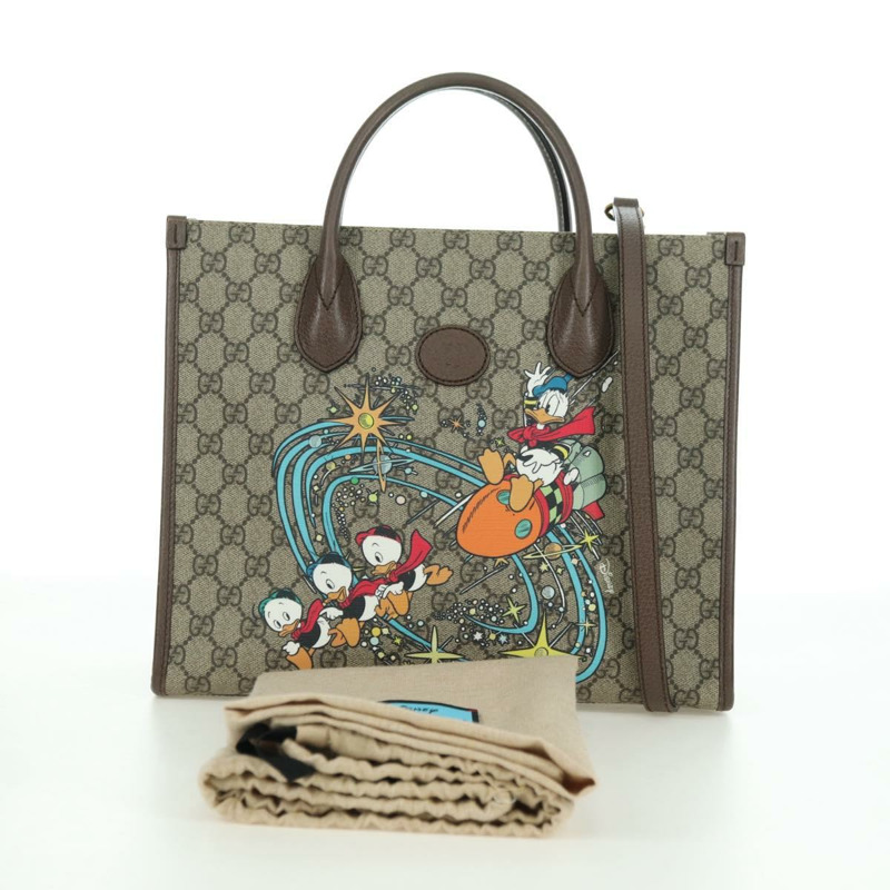 【日本直送】GUCCI GG Supreme 唐老鴨手提包 PVC 兩用 米色金色 648134 正品 YKZ1358M-26