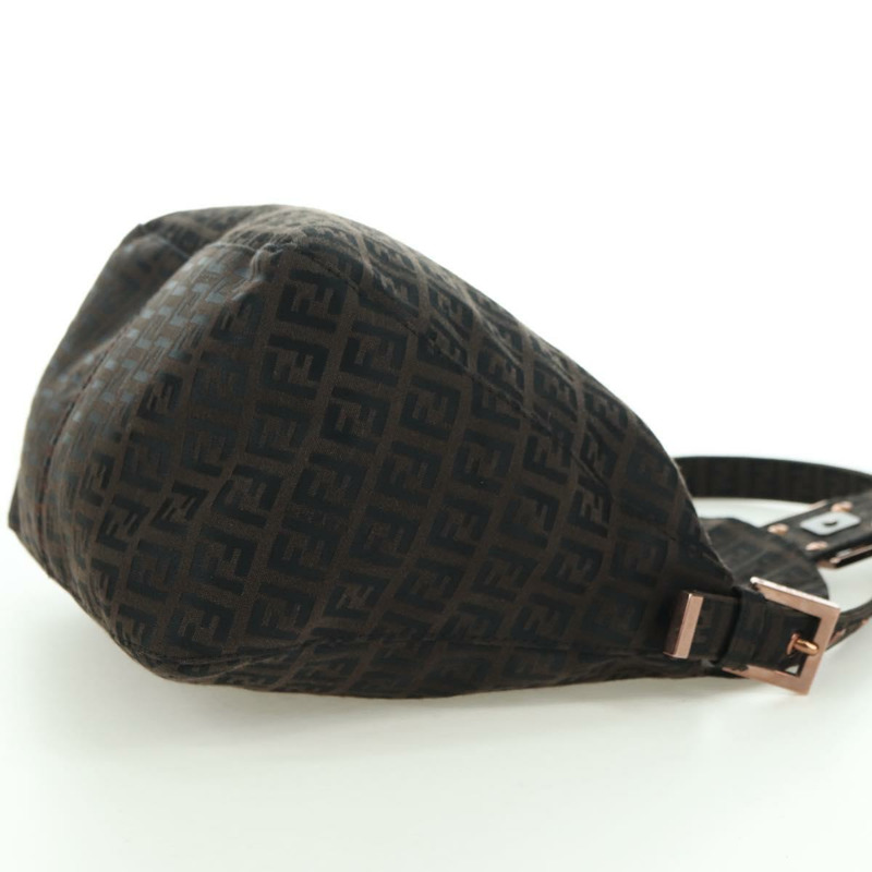 【日本直送】FENDI Zucchino帆布Mamma Baguette包，深棕色/銀色，正品 am11202V-3