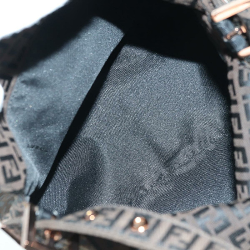 【日本直送】FENDI Zucchino帆布Mamma Baguette包，深棕色/銀色，正品 am11202V-9