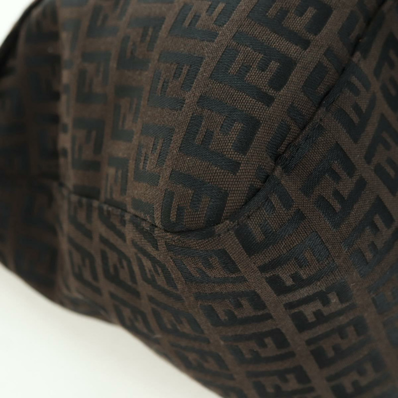 【日本直送】FENDI Zucchino帆布Mamma Baguette包，深棕色/銀色，正品 am11202V-14