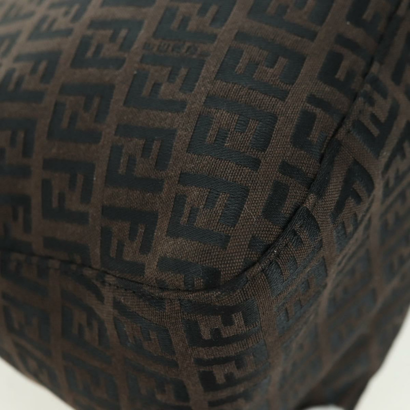 【日本直送】FENDI Zucchino帆布Mamma Baguette包，深棕色/銀色，正品 am11202V-16