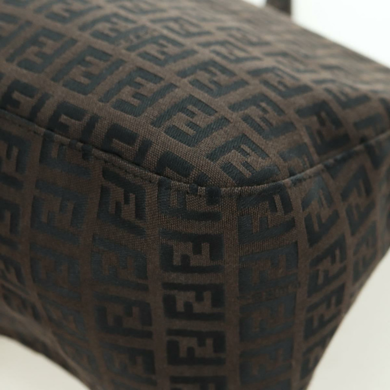 【日本直送】FENDI Zucchino帆布Mamma Baguette包，深棕色/銀色，正品 am11202V-17