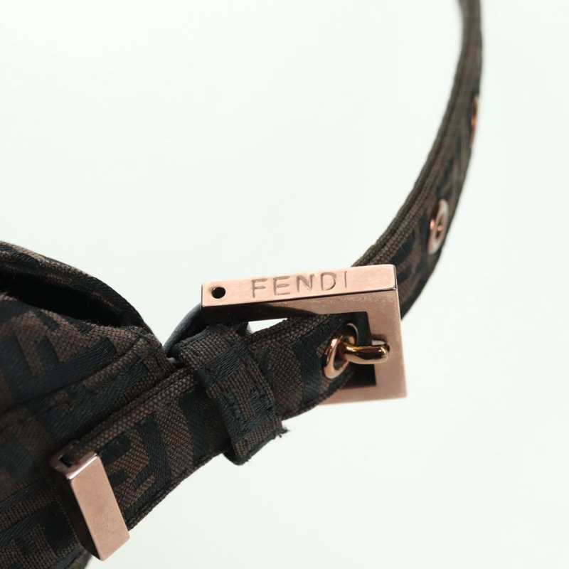 【日本直送】FENDI Zucchino帆布Mamma Baguette包，深棕色/銀色，正品 am11202V-19