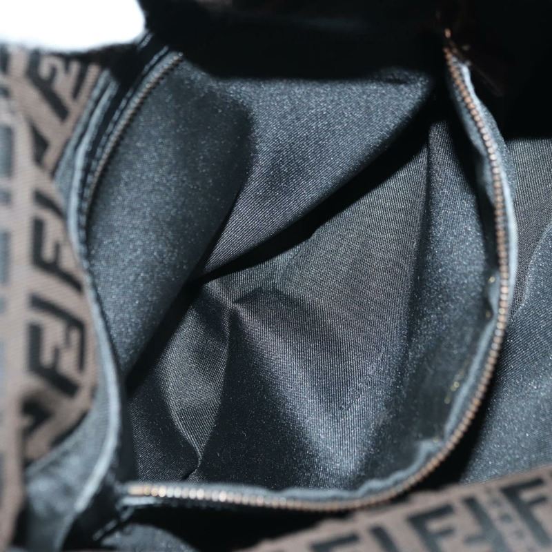 【日本直送】FENDI Zucchino帆布Mamma Baguette包，深棕色/銀色，正品 am11202V-25