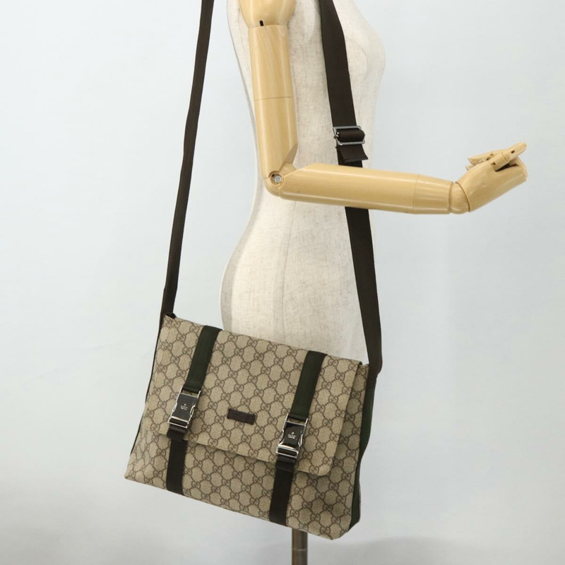 【日本直送】GUCCI GG Supreme 單肩包 PVC 米色 銀色 122373 正品 ka4034A-22