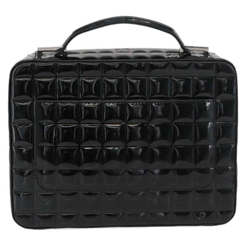 【日本直送】香奈兒 (CHANEL) 漆皮手提包，黑色銀色雙C標誌，型號 mr2376V-1