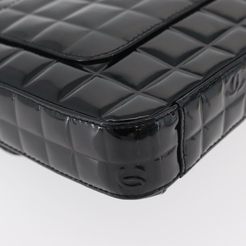 【日本直送】香奈兒 (CHANEL) 漆皮手提包，黑色銀色雙C標誌，型號 mr2376V-14