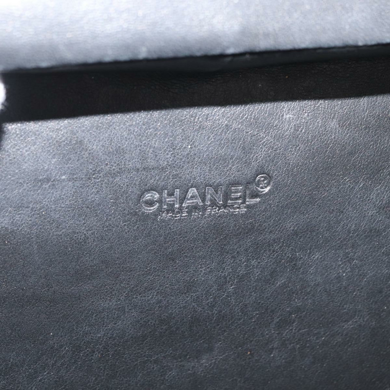 【日本直送】香奈兒 (CHANEL) 漆皮手提包，黑色銀色雙C標誌，型號 mr2376V-17