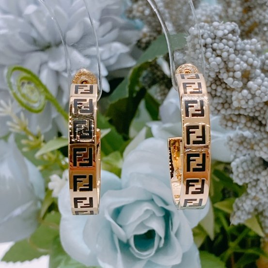 TK2029	Fendi 芬迪FF字圓形耳環 FF Logo Circle Earrings Black-6