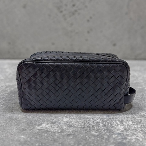 莉亞精品♡方型拉鏈手拿包深藍 二手美包