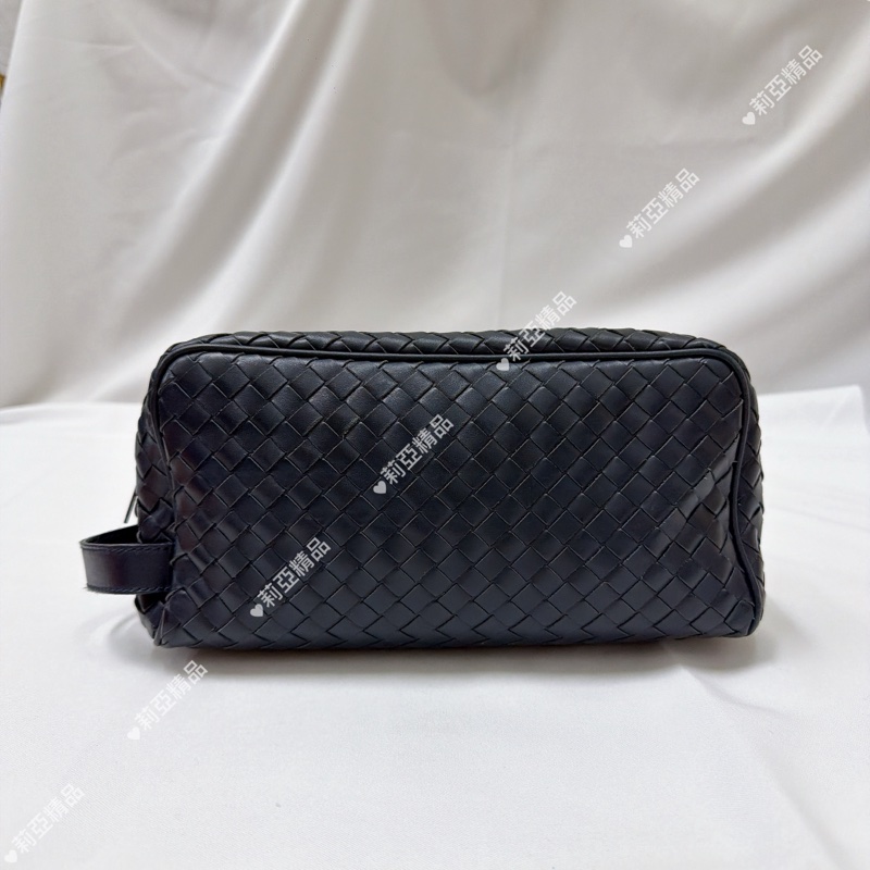 莉亞精品♡方型拉鏈手拿包深藍 二手美包-3