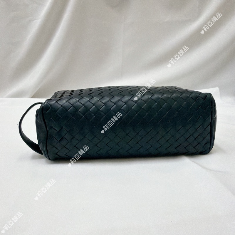 莉亞精品♡方型拉鏈手拿包深藍 二手美包-5