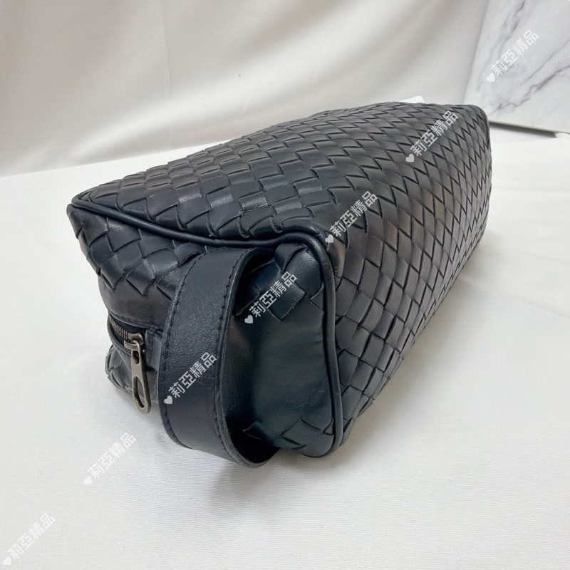 莉亞精品♡方型拉鏈手拿包深藍 二手美包-6