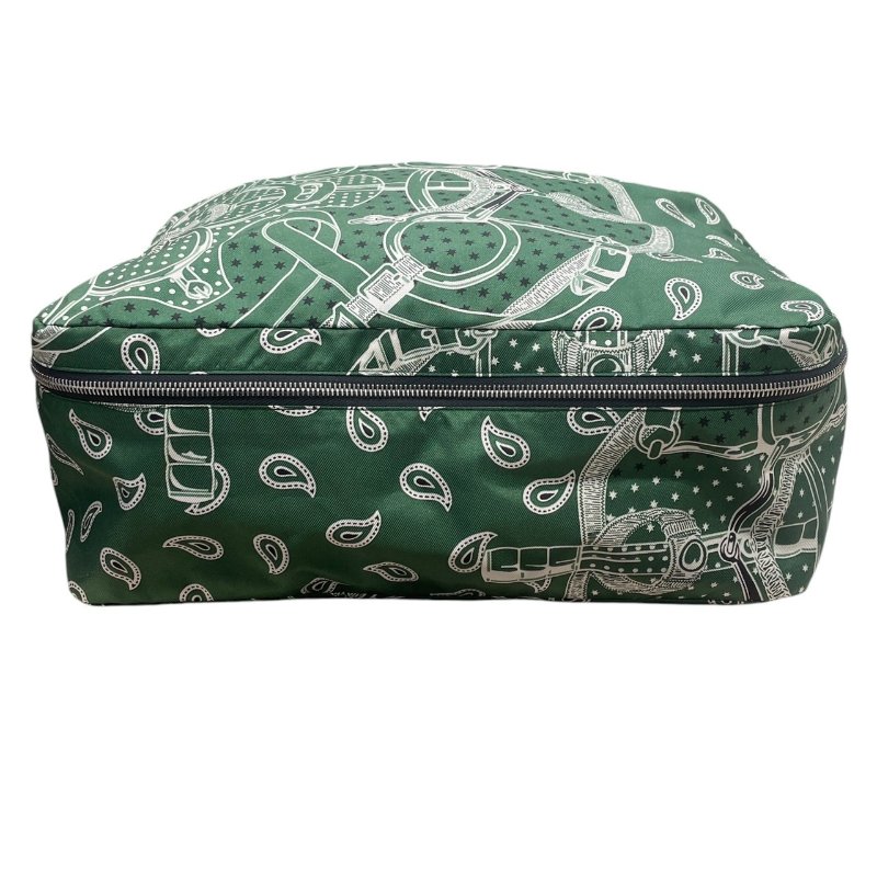 HERMES 愛馬仕 OUZE DE VOYAGE 旅行收納袋 絲綢 綠色 銀釦-1