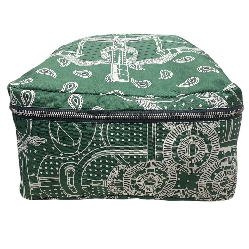 HERMES 愛馬仕 OUZE DE VOYAGE 旅行收納袋 絲綢 綠色 銀釦-3