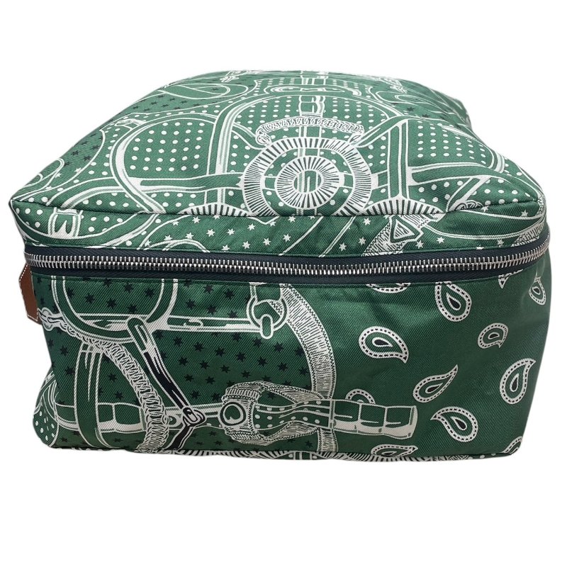 HERMES 愛馬仕 OUZE DE VOYAGE 旅行收納袋 絲綢 綠色 銀釦-4