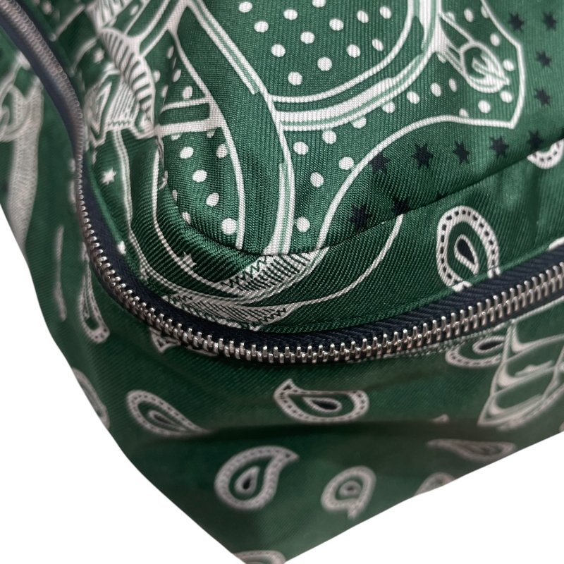 HERMES 愛馬仕 OUZE DE VOYAGE 旅行收納袋 絲綢 綠色 銀釦-11